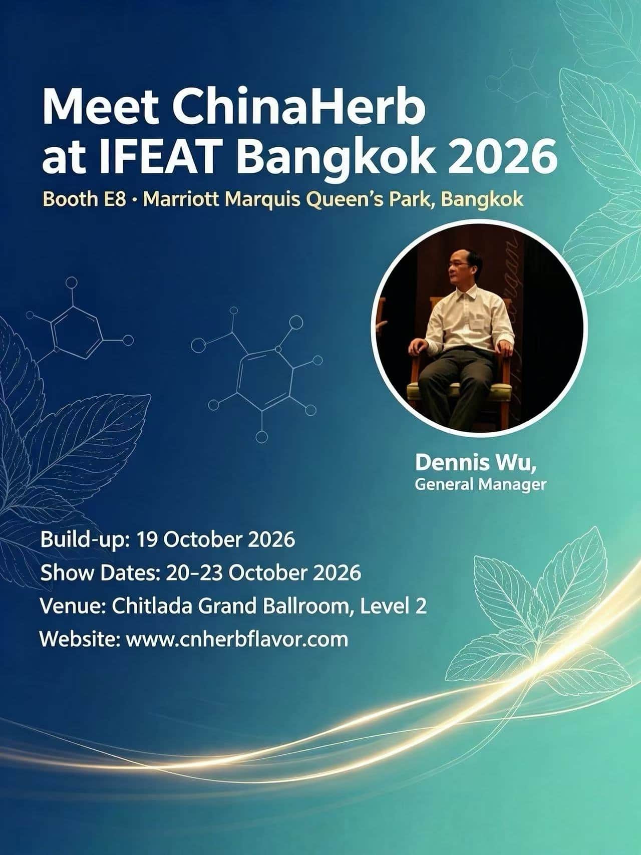 Познакомьтесь с Деннисом Ву, новым генеральным менеджером ChinaHerb на IFEAT Bangkok 2026